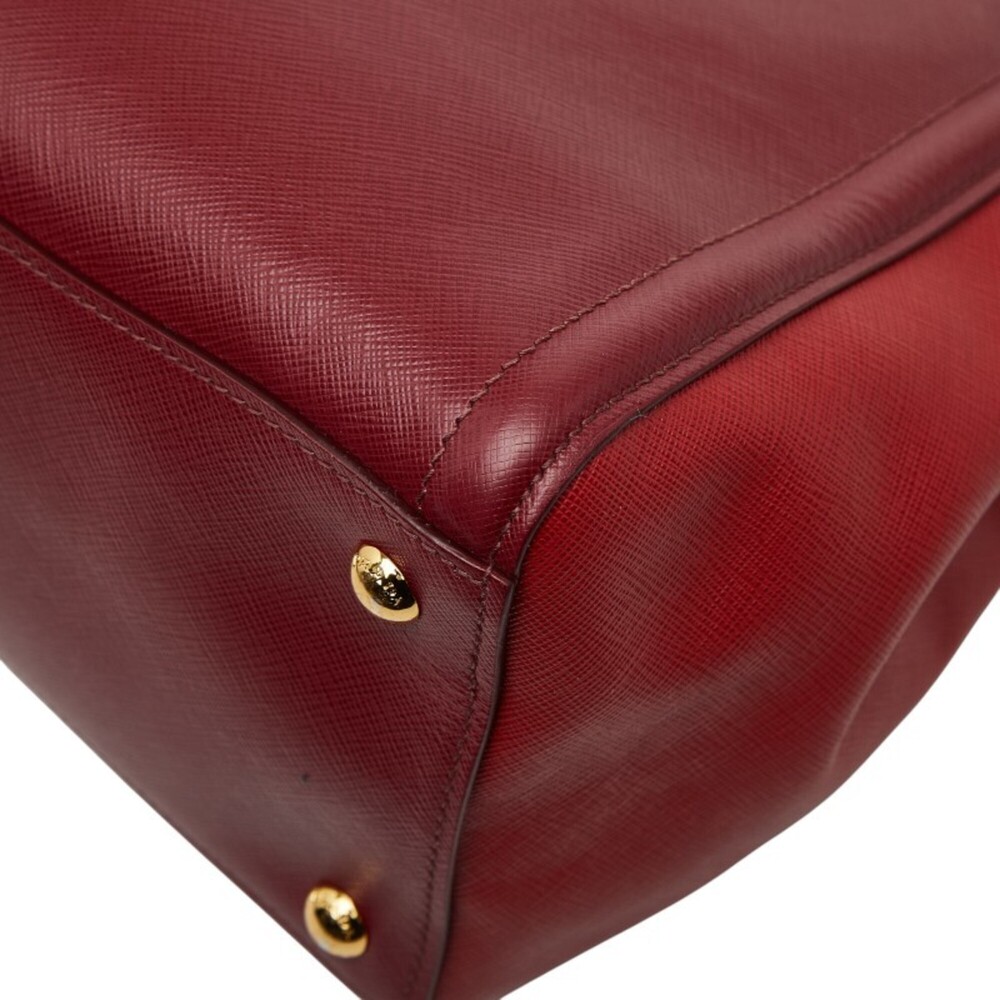 Prada Triangle Logo Plate Handbag/Shoulder Bag, 2-Way, Red Saffiano Leather, ... - Picture 6 of 13